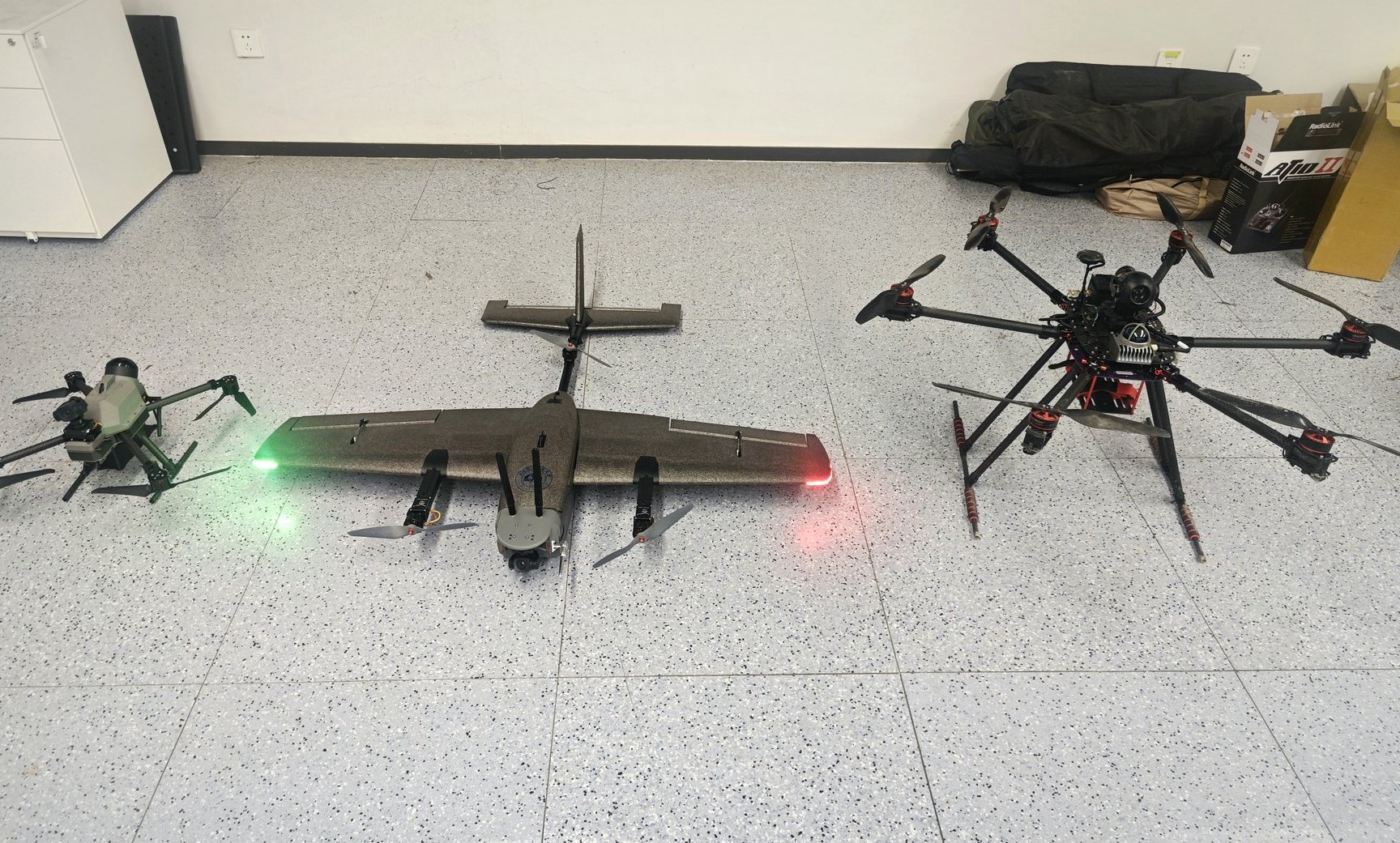 Three UAV platforms in the lab